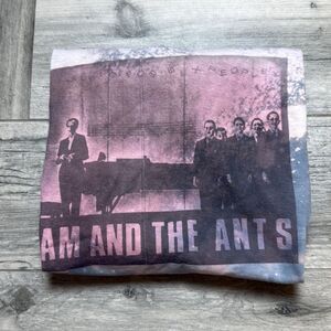 Hanes Mens Cotton Splatter Tie-Dye Adam And The Ants V-Neck T-Shirt Blue XL
